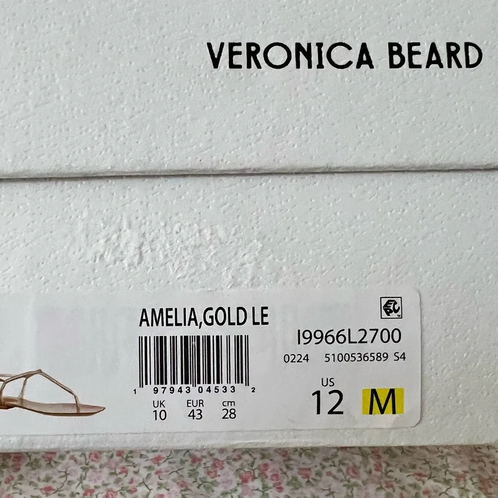 VERONICA BEARD Amelia Gold Ridged Wood Thong Sandal Size 12 - Picture 10 of 10